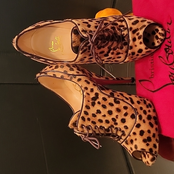 INC Christian louboutin pony hair lepord.😍37 1 in platform5in Heel booties
